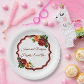 深いビクトリアンレッド&イエローローズ ペーパープレート (パーティー)