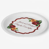 深いビクトリアンレッド&イエローローズ ペーパープレート (アングル)