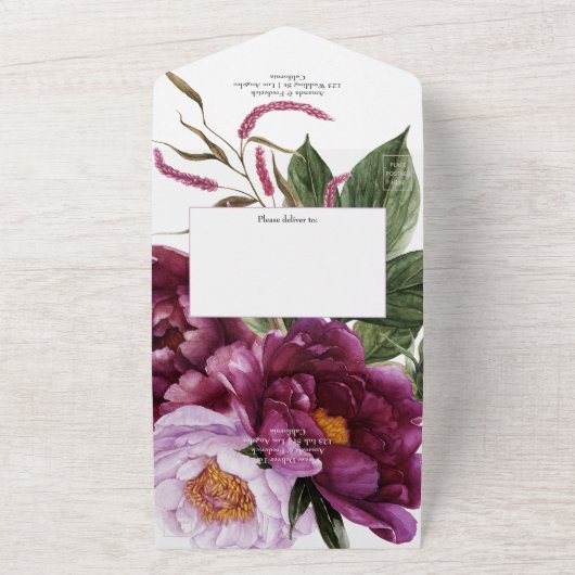 深いビロード結婚フローラの全てを一つの招待状 オールインワン招待状 (外側)