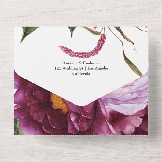 深いビロード結婚フローラの全てを一つの招待状 オールインワン招待状 (裏面)