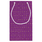 深いピンクと金ゴールドの正方形パターン抱き枕 スモールペーパーバッグ (裏面)