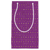 深いピンクと金ゴールドの正方形パターン抱き枕 スモールペーパーバッグ (正面)