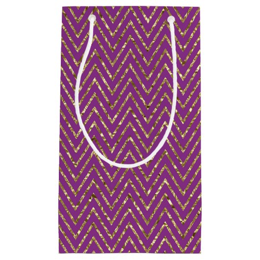 深いピンクと金ゴールドジグザグ抱き枕 スモールペーパーバッグ (正面)