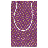 深いピンクと金ゴールドダイヤモンドパターン抱き枕 スモールペーパーバッグ (正面)