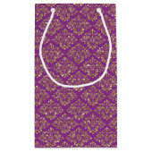 深いピンクと金ゴールドダマスク抱き枕 スモールペーパーバッグ (裏面)