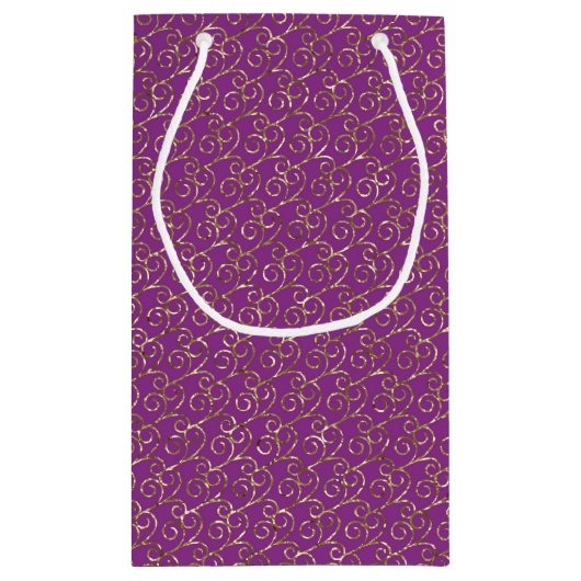 深いピンクと金ゴールド渦巻き抱き枕 スモールペーパーバッグ (裏面)