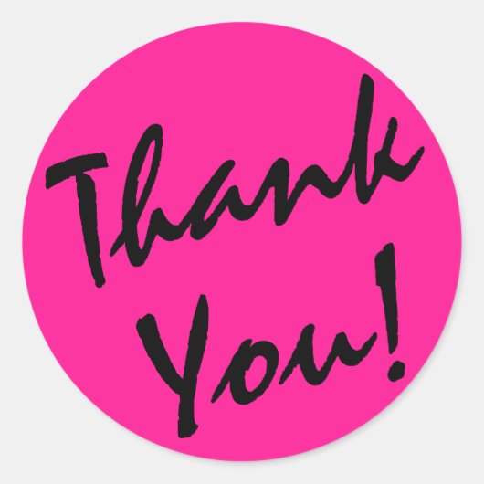 深いピンクと黒ありがとう ラウンドシール (正面)