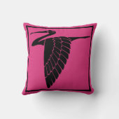 深いピンクと黒クレーン装飾枕 クッション (裏面)