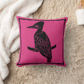 深いピンクと黒鳥枕 クッション (ブランケット)