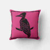 深いピンクと黒鳥枕 クッション (裏面)