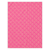 深いピンクに小さなレモンとクリームの模様が付いている テーブルクロス (正面)