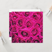 深いピンクの咲くバラ カード (正面/裏面インサイチュ)