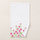 深いピンクの水彩の花の畑 バスタオルセット