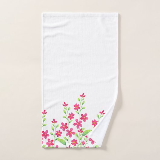 深いピンクの水彩の花の畑 バスタオルセット (ハンドタオル)