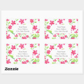 深いピンクの水彩ラベルのフィールド 長方形シール (シート)