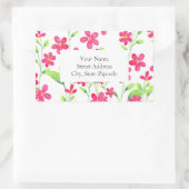 深いピンクの水彩ラベルのフィールド 長方形シール (バッグ)