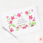 深いピンクの水彩ラベルのフィールド 長方形シール (封筒)