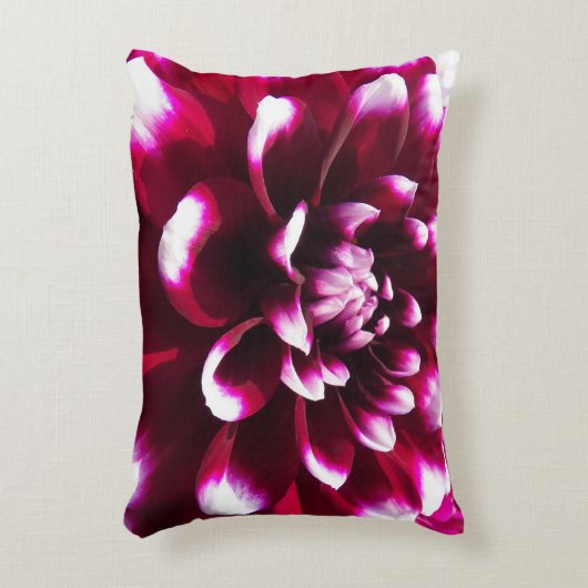 深いピンクアンドホワイトダリアフローラ アクセントクッション (正面(垂直))