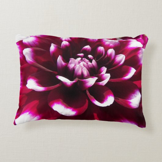 深いピンクアンドホワイトダリアフローラ アクセントクッション (裏面)