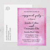 深いピンクウォーターカラーマンダラ婚約パーティ インビテーションポストカード (正面/裏面)