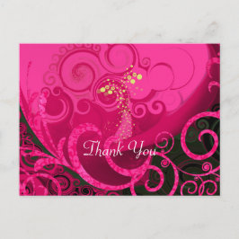 深いピンクカラリリーアートサンキューカード ポストカード