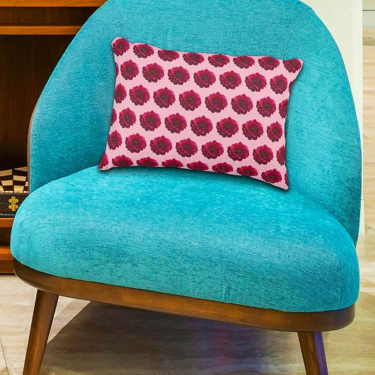 深いピンクダリアフラワーシームレスパターン アクセントクッション