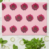 深いピンクダリアフラワーシームレスパターン キッチンタオル (折り畳み)