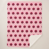 深いピンクダリアフラワーシームレスパターン シェルパブランケット (正面)