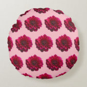 深いピンクダリアフラワーシームレスパターン ラウンドクッション (正面)