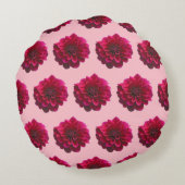 深いピンクダリアフラワーシームレスパターン ラウンドクッション (裏面)