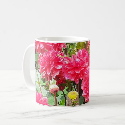 深いピンクダリアマグ コーヒーマグカップ (正面左)