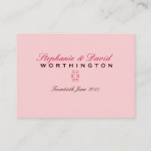 深いピンクハート結婚のテーブルシートカード プレイスカード (裏面)