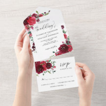 深いピンクバーガンディーワインレッド結婚詳細RSVP