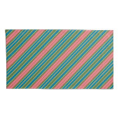 深いピンクピ淡い色のックブルーグリーン金ゴールド効果ストライプ 枕カバー (裏面-右)