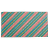 深いピンクピ淡い色のックブルーグリーン金ゴールド効果ストライプ 枕カバー (正面右)