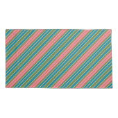 深いピンクピ淡い色のックブルーグリーン金ゴールド効果ストライプ 枕カバー (裏面-左)