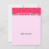 深いピンクフラワーアンドドット誕生日招待状 招待状 (裏面)