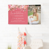 深いピンクフローラストリング光卒業バナー 横断幕 (インサイチュ)