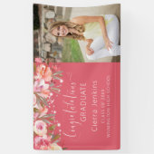 深いピンクフローラストリング光卒業バナー 横断幕 (縦)