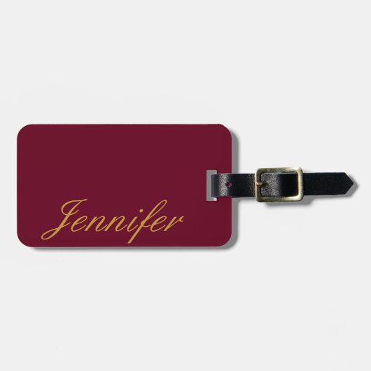 深いピンクレッドモノグラムトレンディーファッション色 ラゲッジタグ (正面横)