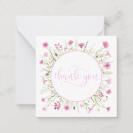 深いピンクワイルドフラワーパーソナライズされたサンキュー ノートカード