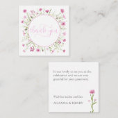 深いピンクワイルドフラワーパーソナライズされたサンキュー ノートカード (正面/裏面)