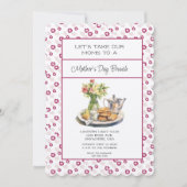 深いピンク春フローラマザーズデイブランチ 招待状 (正面)