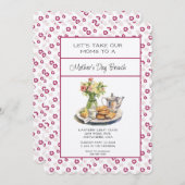 深いピンク春フローラマザーズデイブランチ 招待状 (正面/裏面)