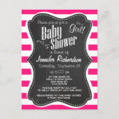 深いピンク横ストライプ線;黒板の外観 インビテーションポストカード (正面)