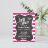 深いピンク横ストライプ線;黒板の外観 インビテーションポストカード (スタンド正面)