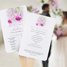 深いピンク水彩明るい赤紫色結婚式 ハンドファン