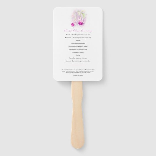 深いピンク水彩明るい赤紫色結婚式 ハンドファン (裏面)