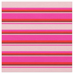 深いピンク、ピンク、マルーン、赤の色の線 ファブリック