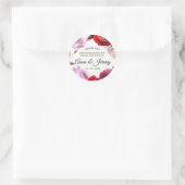 深いピンク、赤と紫の水色フローラシール ラウンドシール (バッグ)